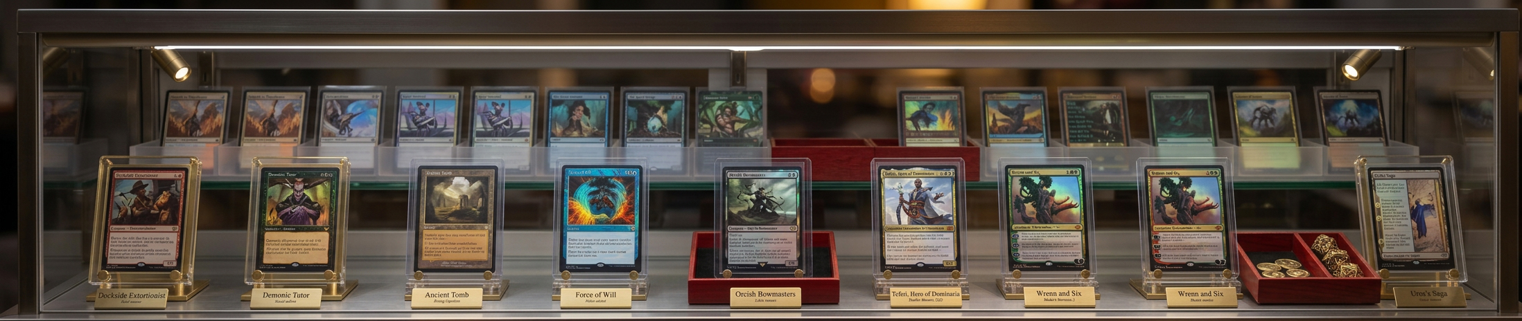 One of The POP! Shop's showcases filled with Magic singles.